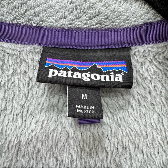 Patagonia full zip Retool Fleece cozy warm Jacket Sweater gray purple Sz Medium - Picture 6 of 7